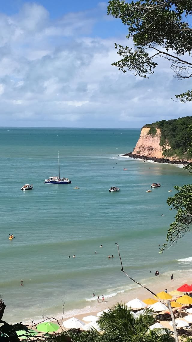 Baía dos Golfinhos com barcos ancorados